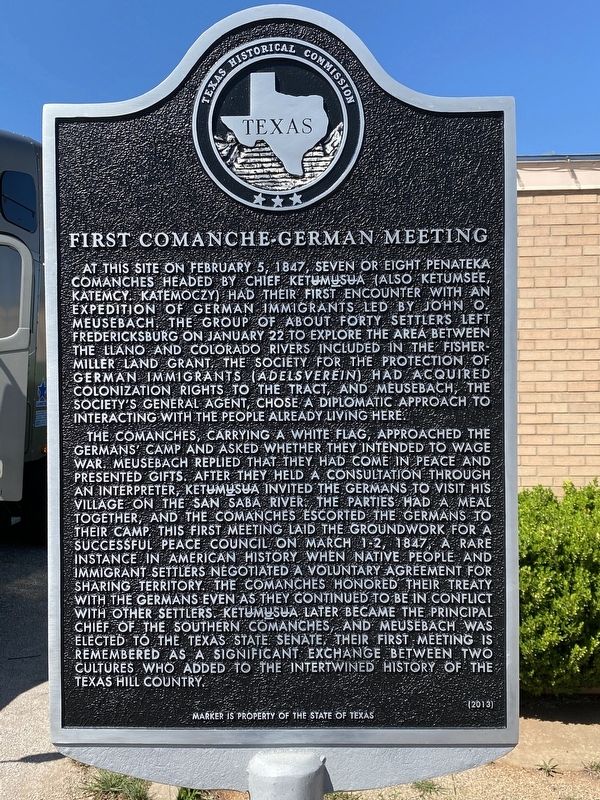 First Comanche-German Meeting Marker image. Click for full size.