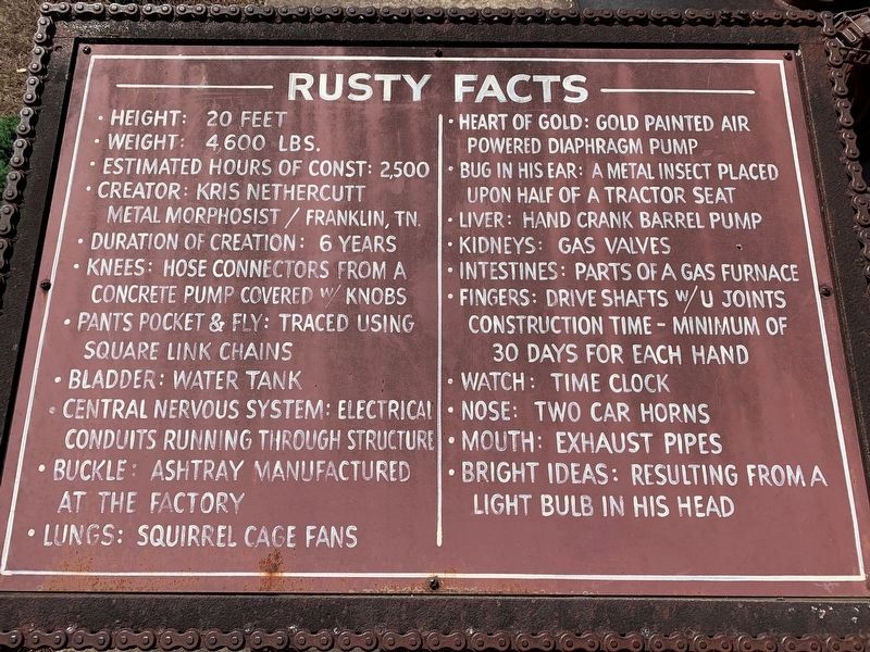 Rusty Mechanism Facts (Parts List) image. Click for full size.