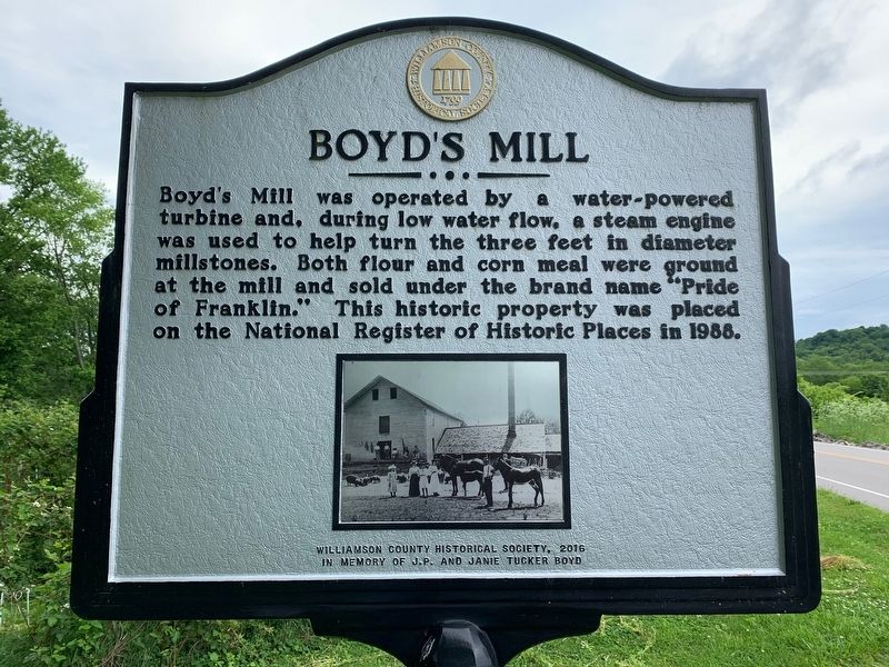 Boyd's Mill Marker image. Click for full size.