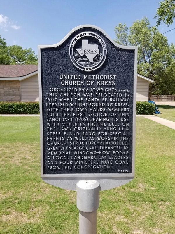 United Methodist Church of Kress Marker image. Click for full size.