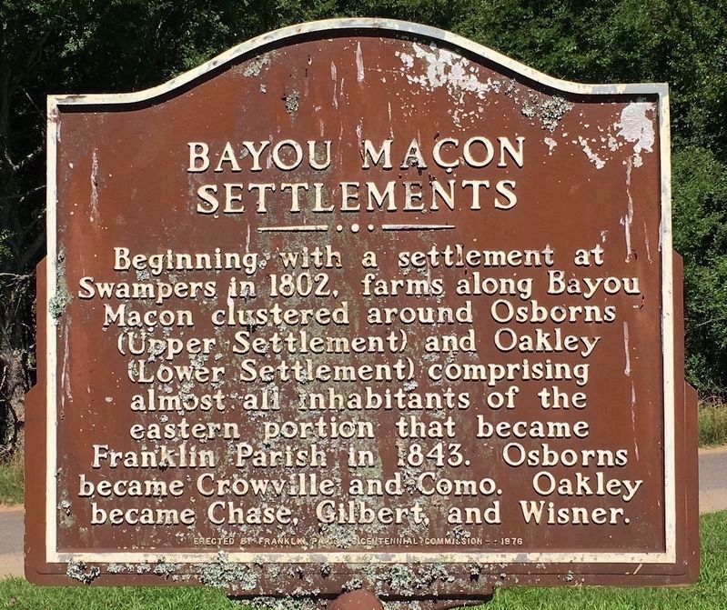 Bayou Macon Settlements Marker image. Click for full size.