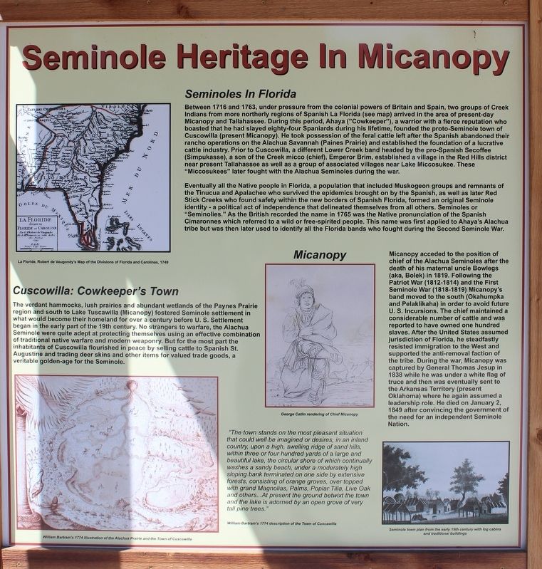 Seminole Heritage in Micanopy Marker image. Click for full size.