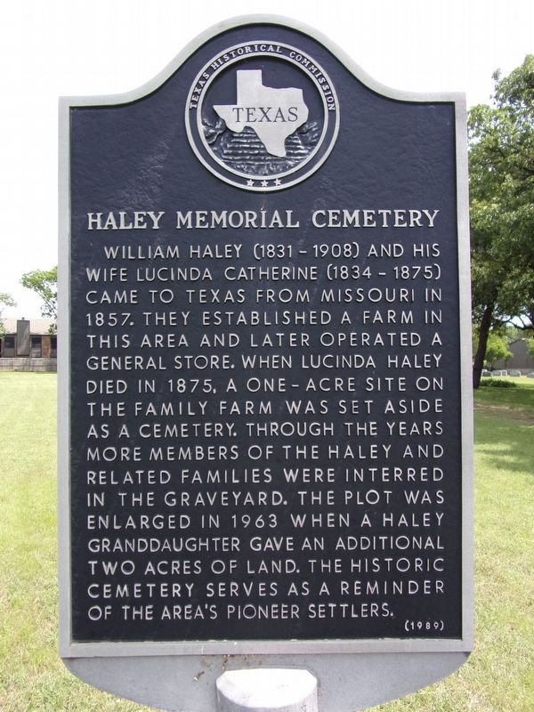 Haley Memorial Cemetery Marker image. Click for full size.