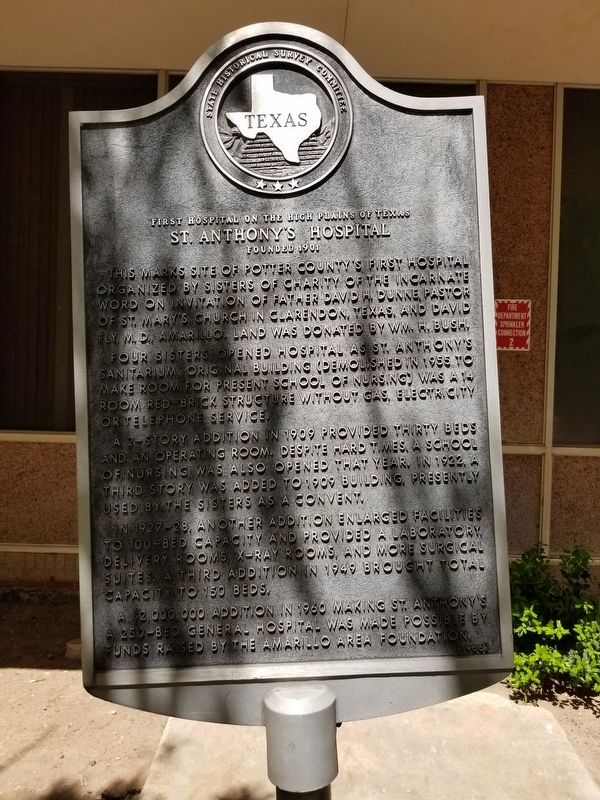 First Hospital on the High Plains of Texas - St. Anthony's Hospital Marker image. Click for full size.