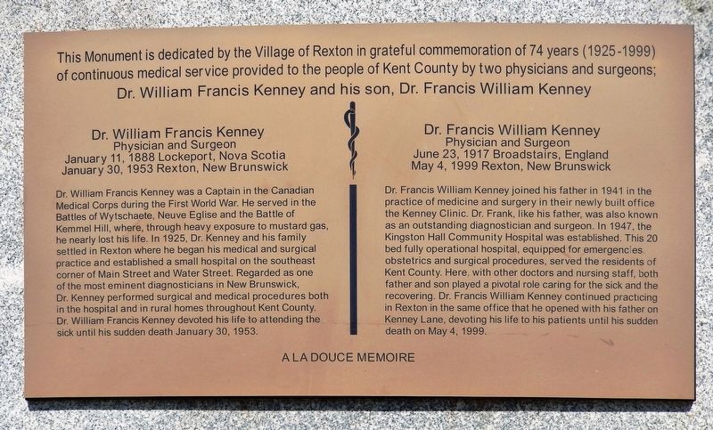 Dr. William Francis Kenney and Dr. Francis William Kenney Marker image. Click for full size.