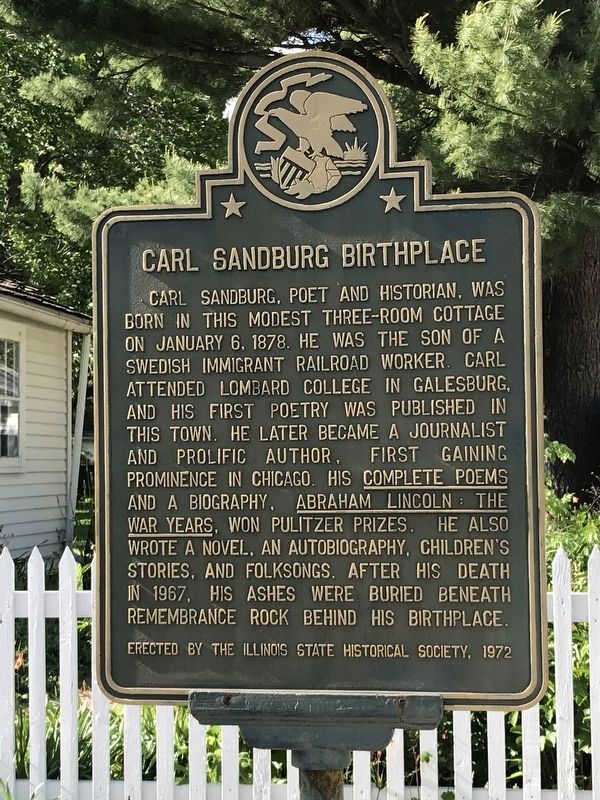 Carl Sandburg Birthplace Marker image. Click for full size.