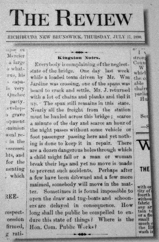 Marker detail: 1890 Bridge Article image. Click for full size.