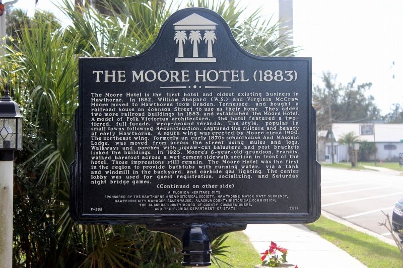 The Moore Hotel (1883) Marker Side 1 image. Click for full size.