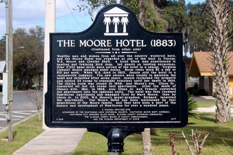 The Moore Hotel (1883) Marker Side 2 image. Click for full size.