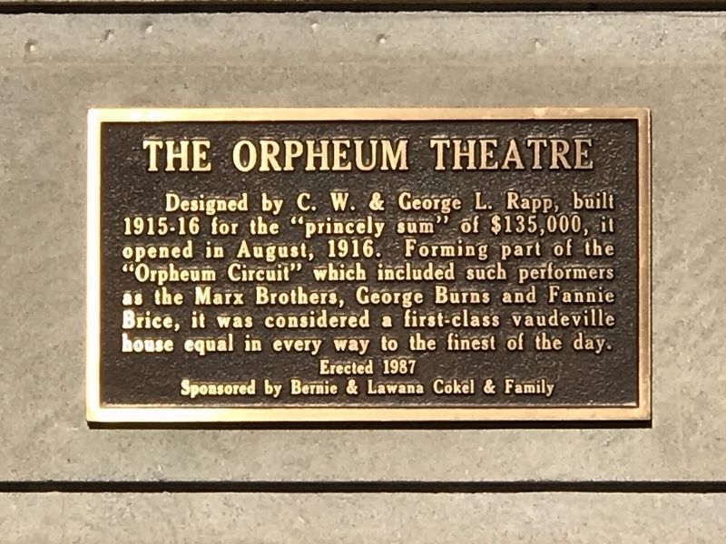 The Orpheum Theatre Marker image. Click for full size.