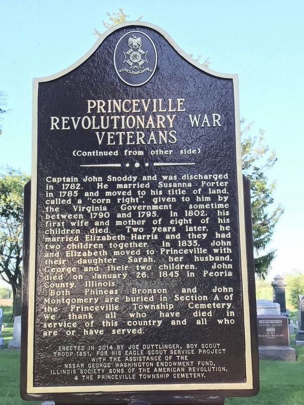 Princeville Revolutionary War Veterans Marker reverse image. Click for full size.