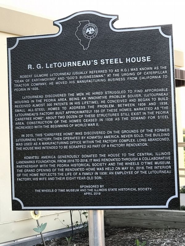 R. G. LeTourneau's Steel House Marker. Click for full size. R. G. LeTourneau's Steel House Marker image. Click for full size.
