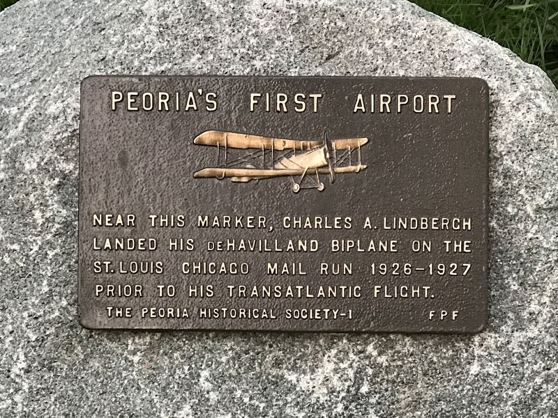 Peoria's First Airport Marker image. Click for full size.