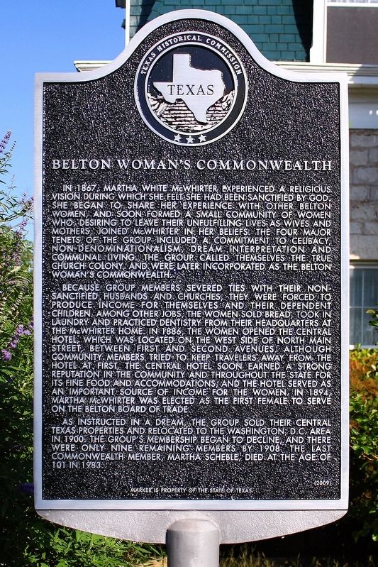 Belton Woman's Commonwealth Marker. Click for full size. Belton Woman's Commonwealth Marker image. Click for full size.
