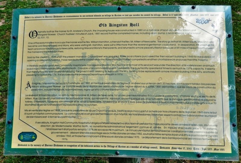 Old Kingston Hall Marker image. Click for full size.