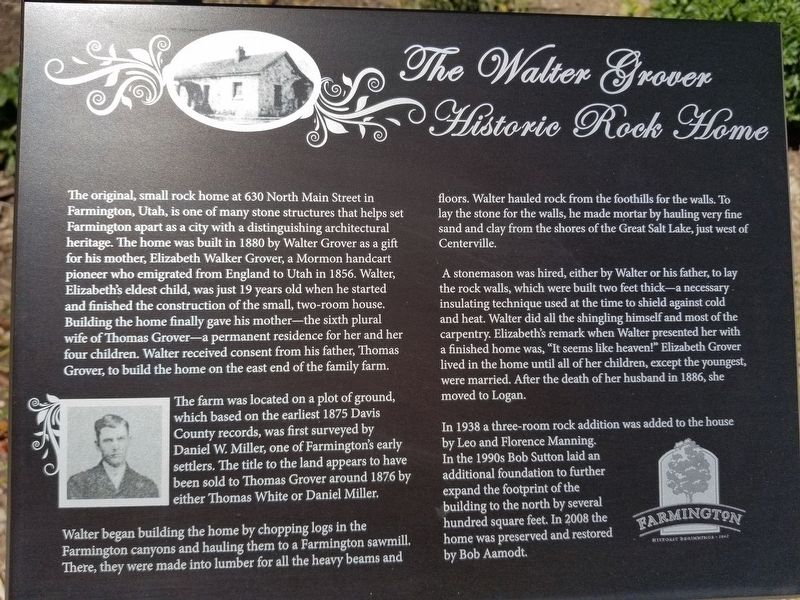 The Walter Grover Historic Rock Home Marker image. Click for full size.