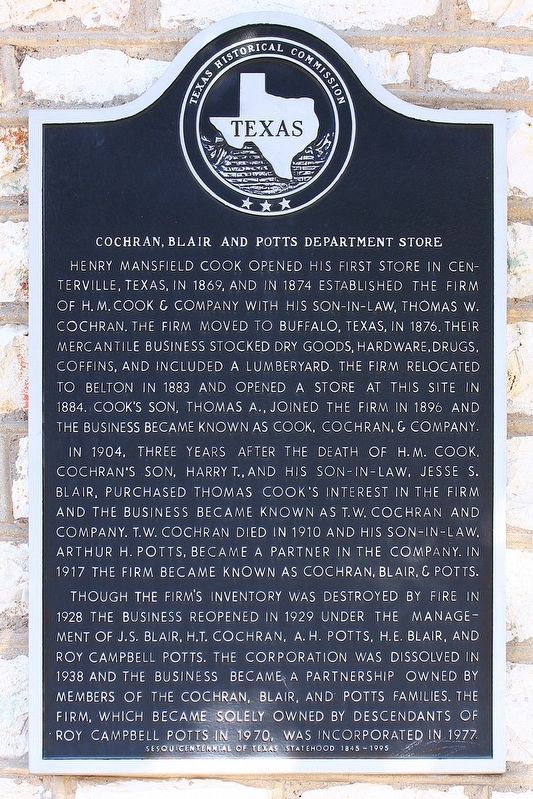 Cochran, Blair and Potts Department Store Marker image. Click for full size.