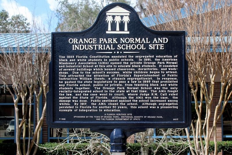 Orange Park Normal and Industrial School Site Marker image. Click for full size.