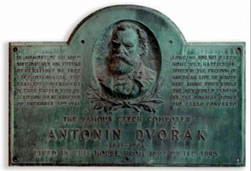 Antonin Dvorak plaque image. Click for full size.