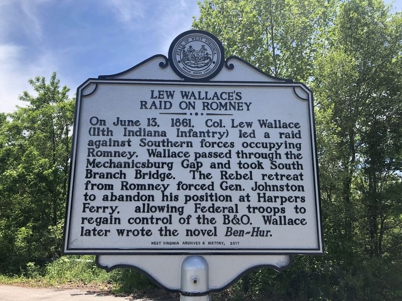 Lew Wallace's Raid on Romney Marker image. Click for full size.
