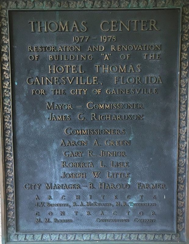 Thomas Center Dedication Plaque image. Click for full size.