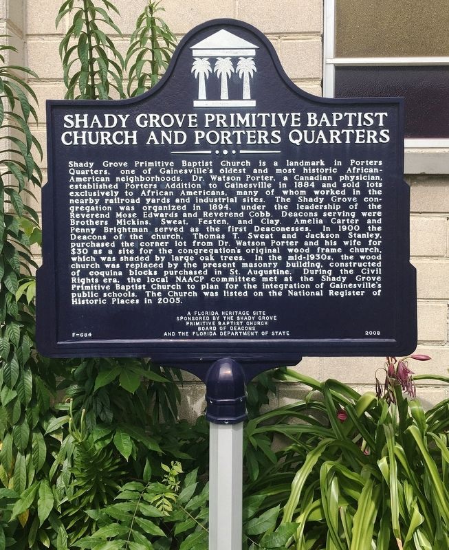 Shady Grove Primitive Baptist Church and Porters Quarters Marker image. Click for full size.