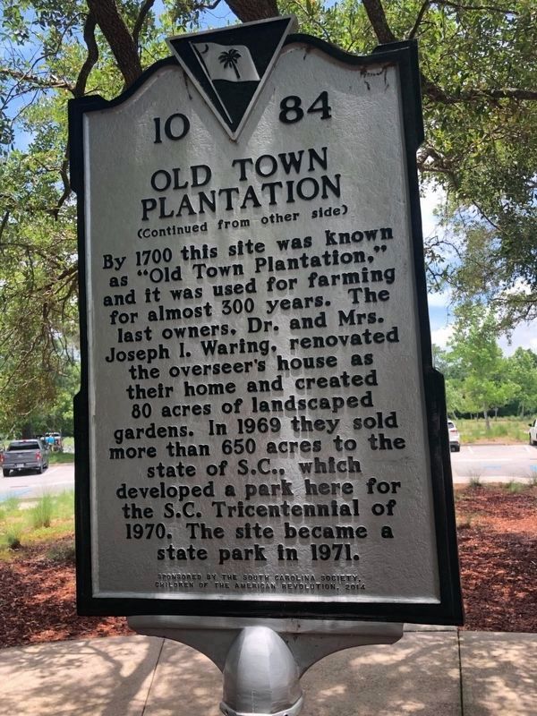 Old Town Plantation side of the marker image. Click for full size.