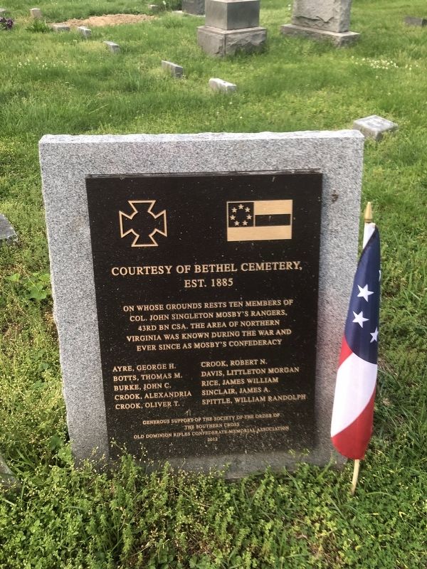 Courtesy of Bethel Cemetery, Est. 1885 Marker image. Click for full size.