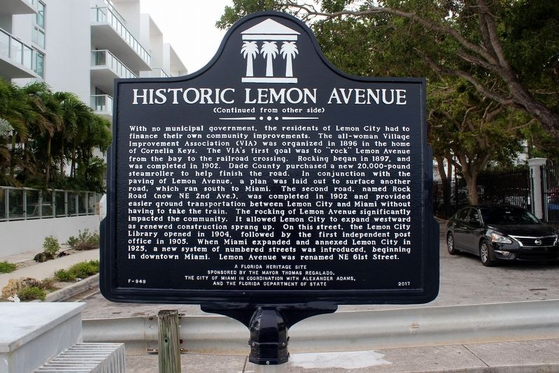 Historic Lemon Avenue Marker Side 2 image. Click for full size.