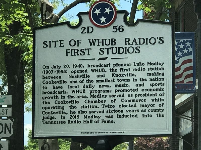 Site of WHUB Radio's First Studios Marker. Click for full size. Site of WHUB Radio's First Studios Marker image. Click for full size.