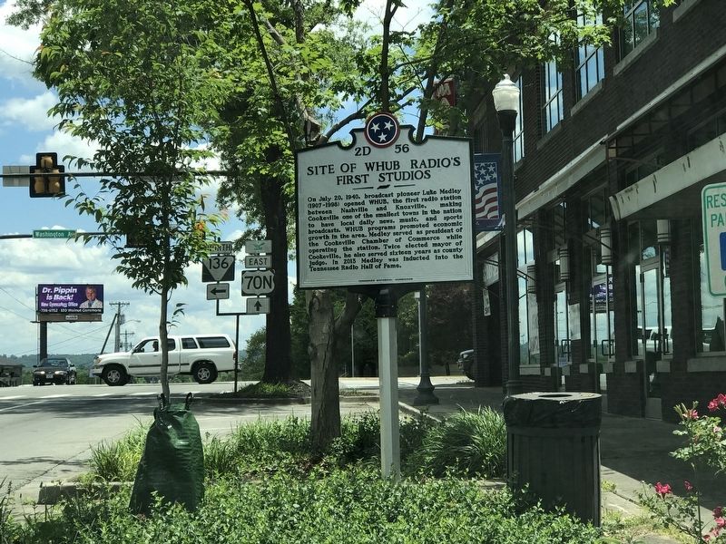 Site of WHUB Radio's First Studios Marker. Click for full size. Site of WHUB Radio's First Studios Marker image. Click for full size.