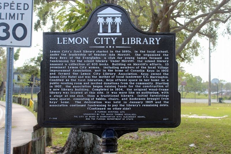 Lemon City Library Marker Side 1 image. Click for full size.