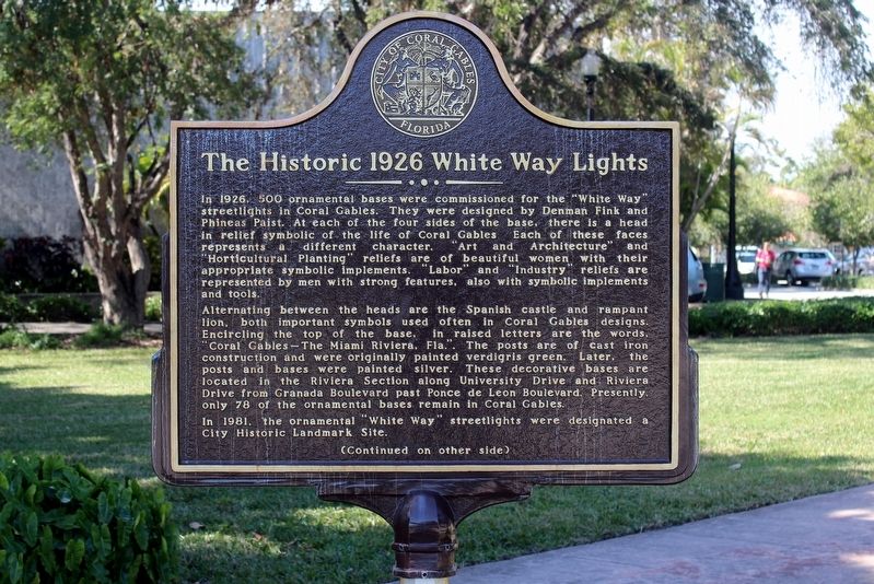 The Historic 1926 White Way Lights Marker Side 1 image. Click for full size.