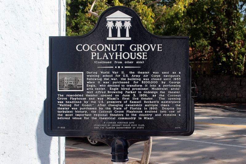 Coconut Grove Playhouse Marker Side 2 image. Click for full size.