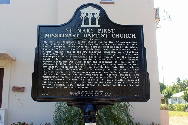 St. Mary First Missionary Baptist Church Marker image. Click for full size.