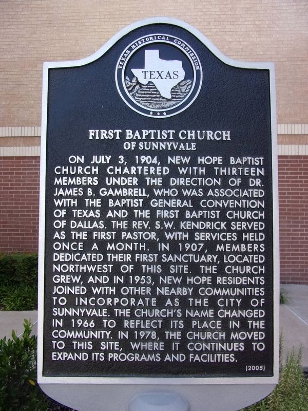 First Baptist Church of Sunnyvale Marker image. Click for full size.