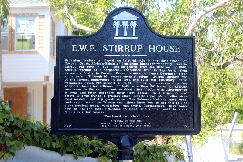 E.W.F. Stirrup House Marker Side 1 image. Click for full size.