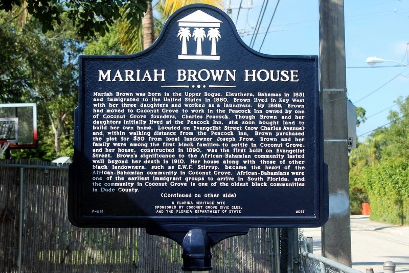 Mariah Brown House Marker Side 1 image. Click for full size.