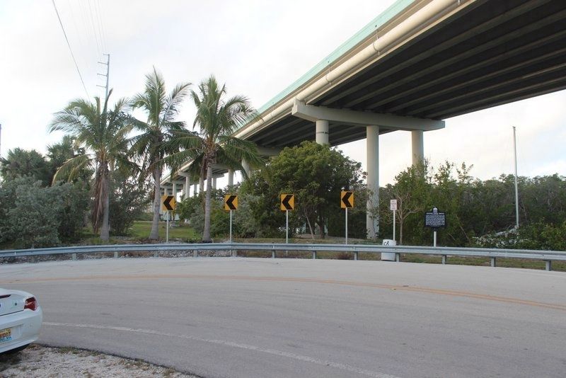 Jewfish Creek Bridge Marker and US 1 bridge above. image. Click for full size.