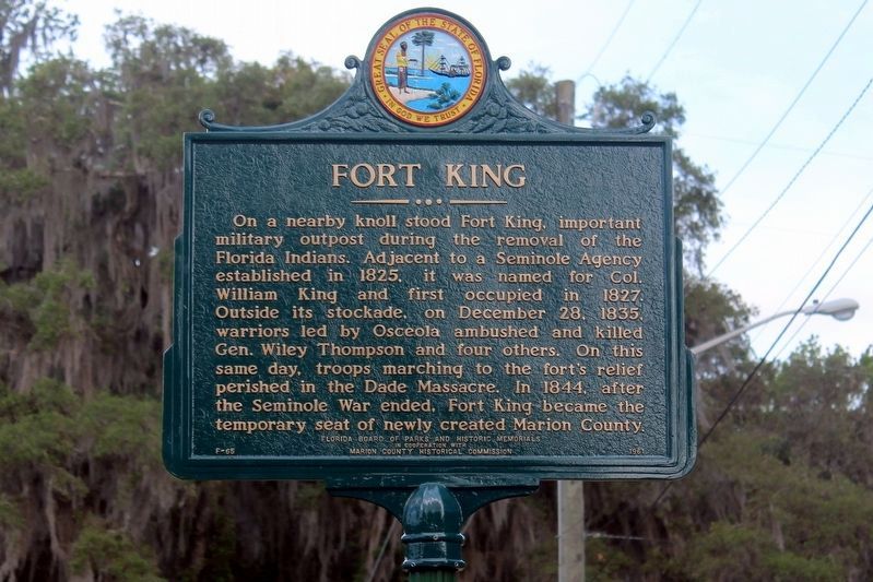 Fort King Marker after restoration image. Click for full size.