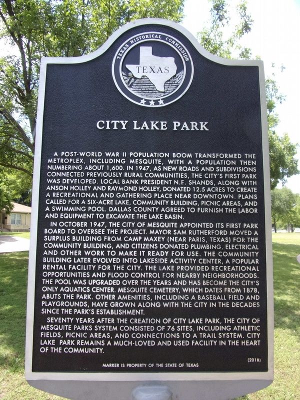 City Lake Park Marker image. Click for full size.