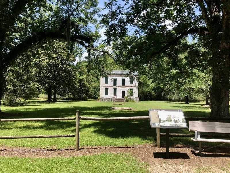 View of marker in front of former slave quarters. image. Click for full size.