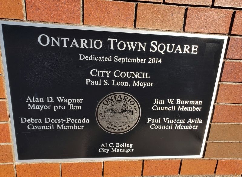 Ontario Town Square Marker. Click for full size. Ontario Town Square Marker image. Click for full size.