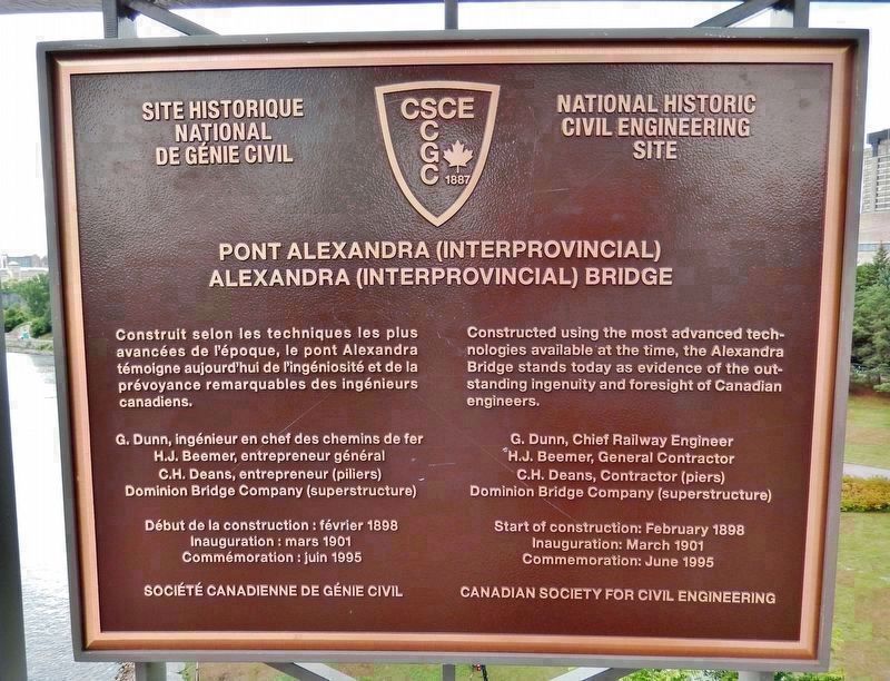 Pont Alexandra (Interprovincial) /<br>Alexandra (Interprovincial) Bridge Marker image. Click for full size.