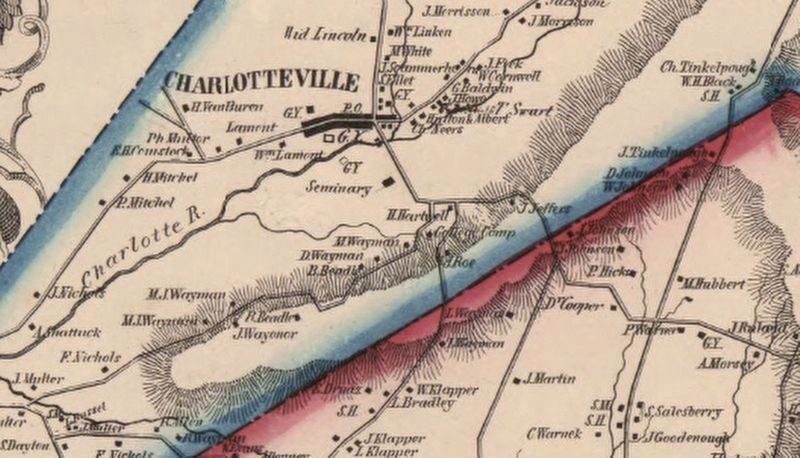 1856 map of Charlotteville. Click for full size. 1856 map of Charlotteville image. Click for full size.