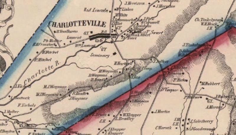 1856 map of Charlotteville image. Click for full size.
