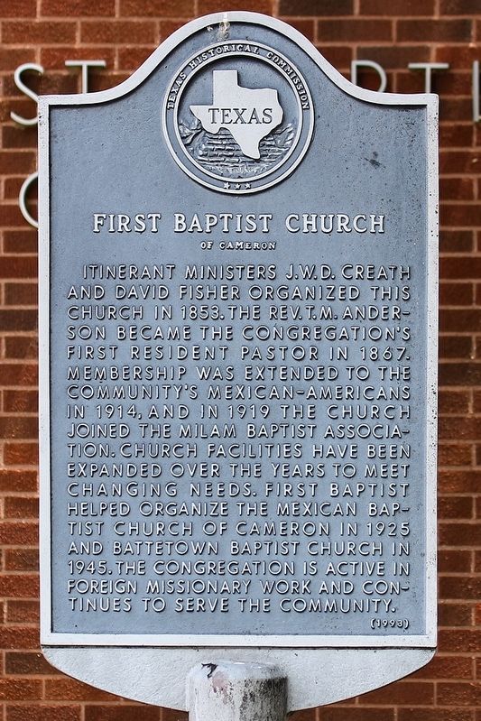 First Baptist Church Marker. Click for full size. First Baptist Church Marker image. Click for full size.