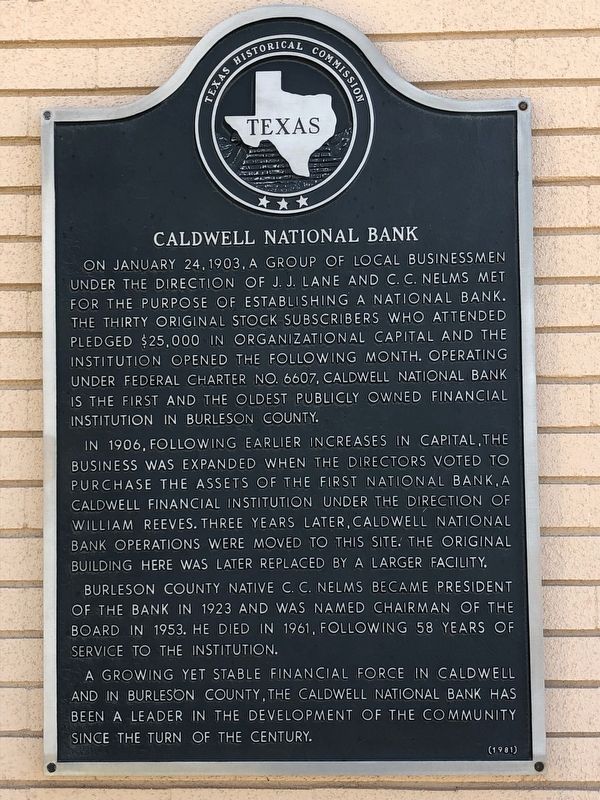 Caldwell National Bank Marker image. Click for full size.