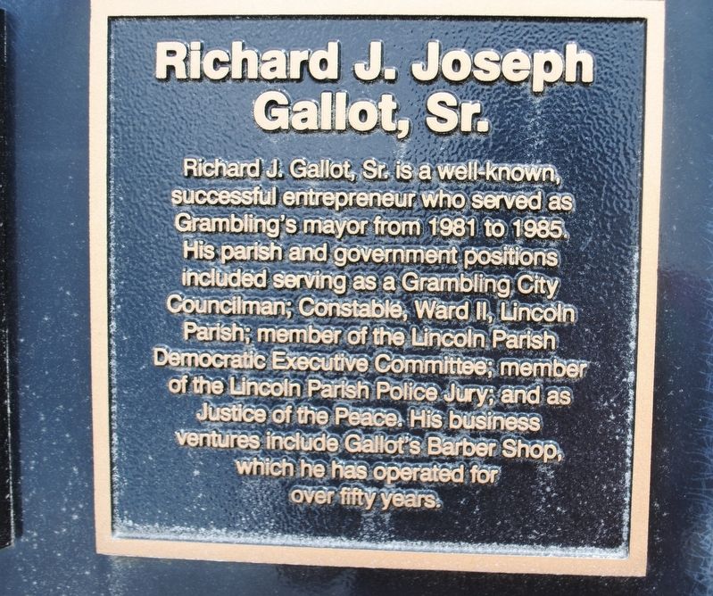 Richard J. Joseph Gallot, Sr. Marker. Click for full size. Richard J. Joseph Gallot, Sr. Marker image. Click for full size.