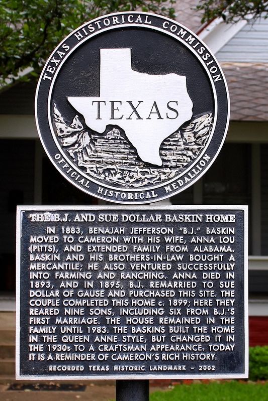 The B.J. and Sue Dollar Baskin Home Marker. Click for full size. The B.J. and Sue Dollar Baskin Home Marker image. Click for full size.